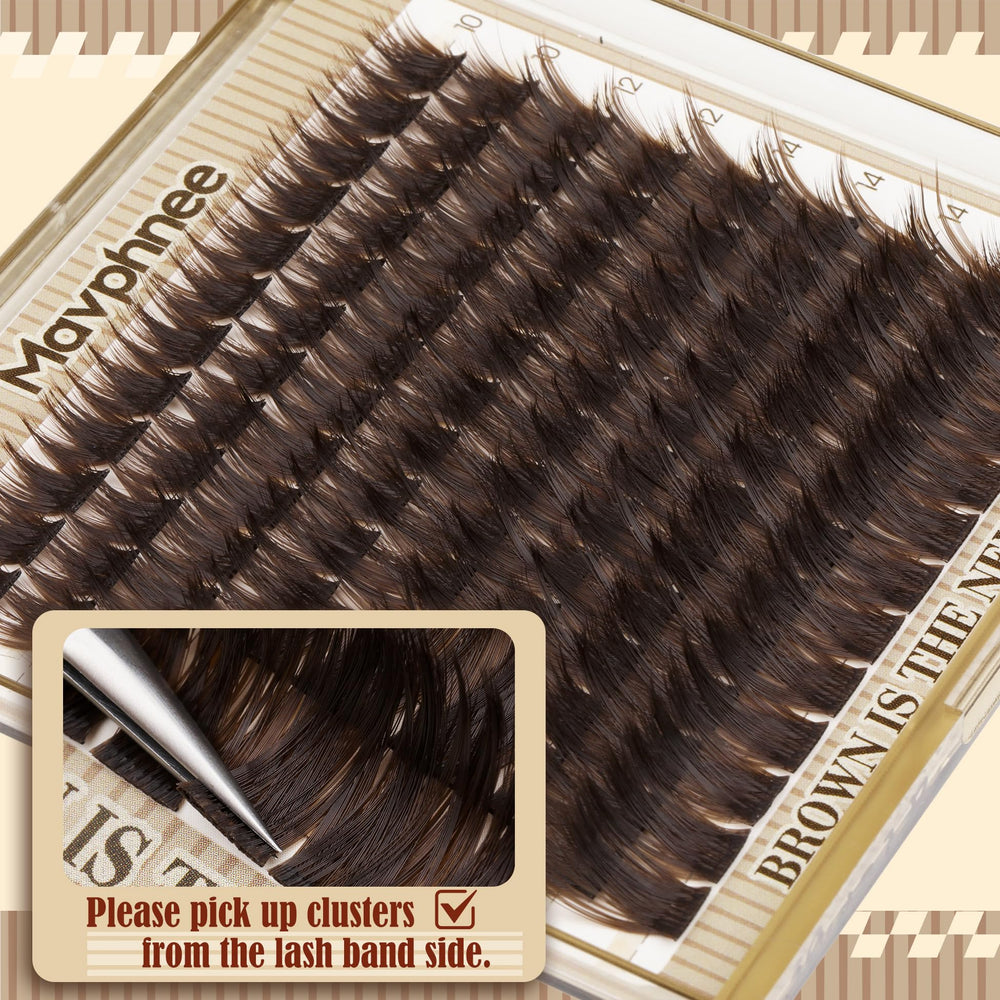Mavphnee brown eyelash clusters suited for hooded eyes with wide-awake look