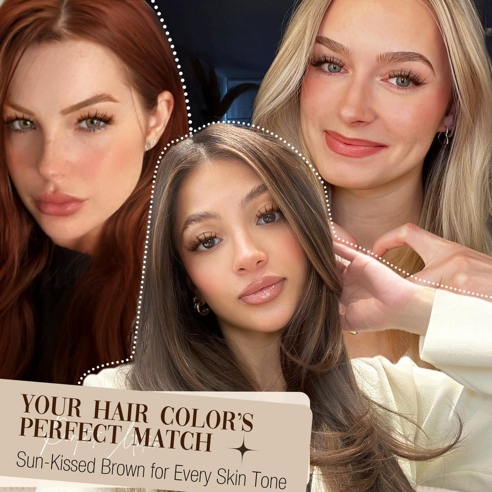 Mavphnee brown-hair-friendly lashes blend with warm hair tones.