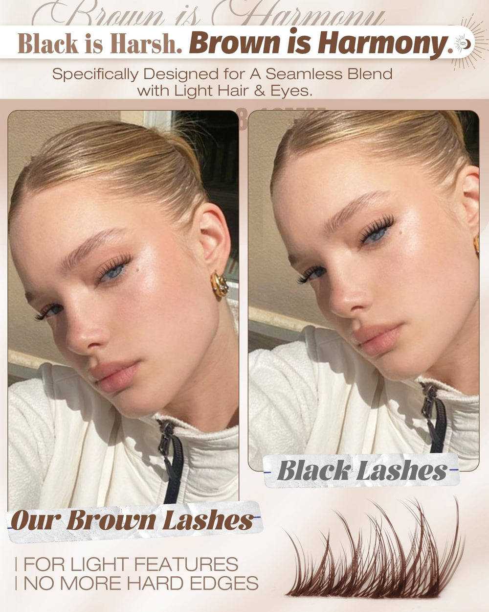Mavphnee Brown Lash Clusters 10mm close-up adds gentle lift and fullness.