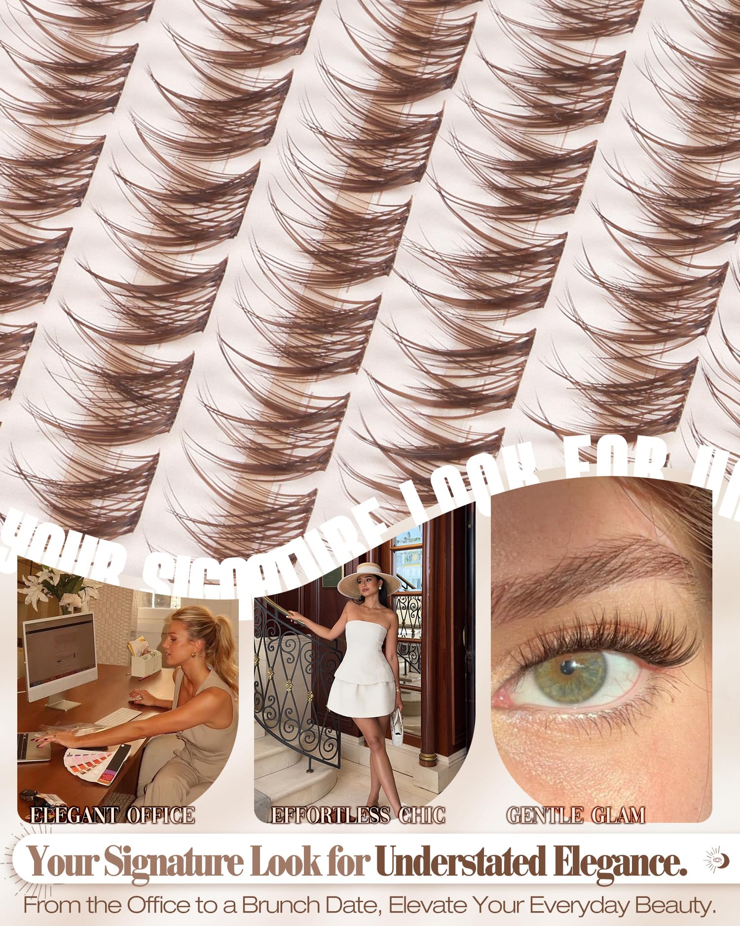 Mavphnee Brown Lash Clusters 12mm close-up for more drama while staying natural.