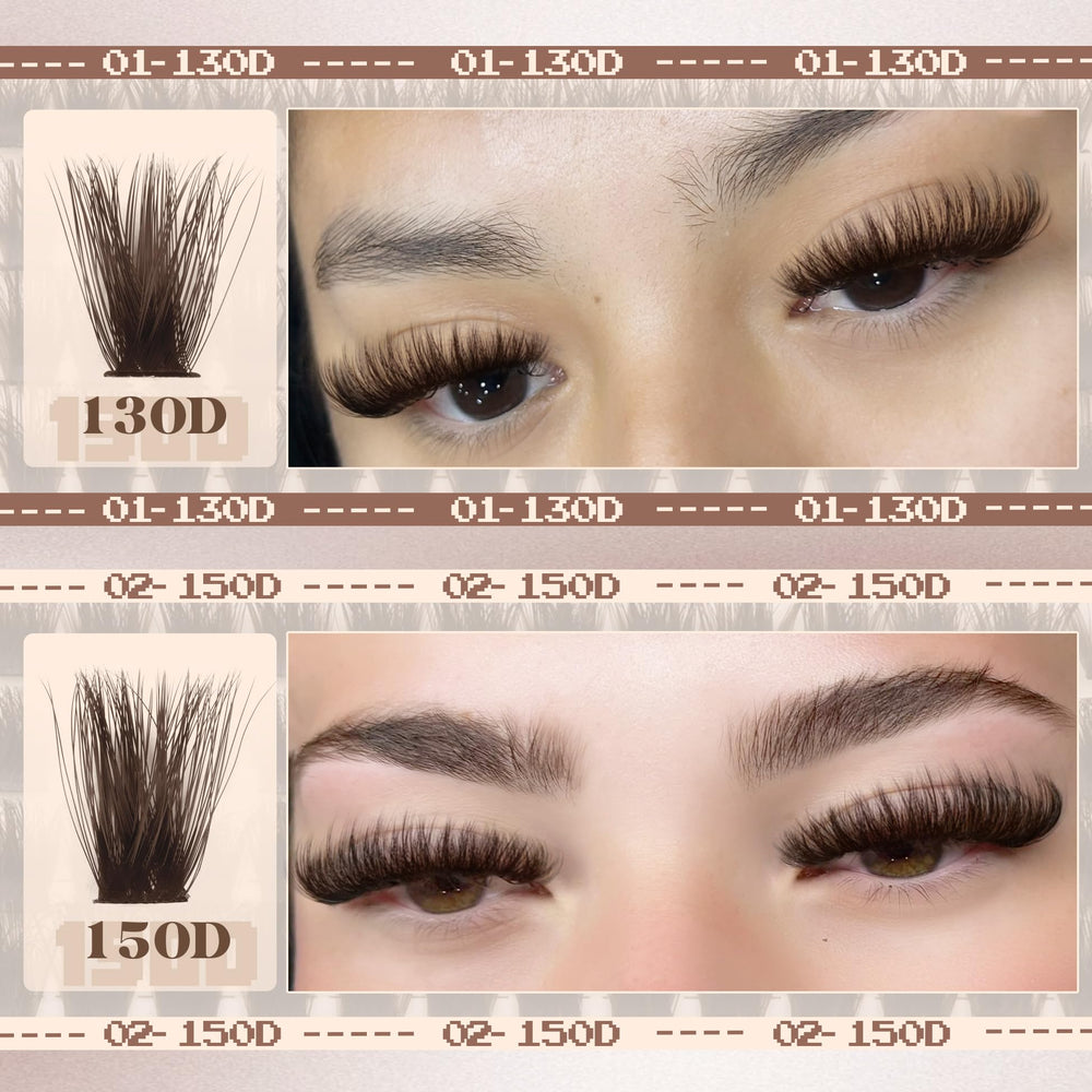Mavphnee 180D brown lash clusters for soft-glam impact and plush texture.