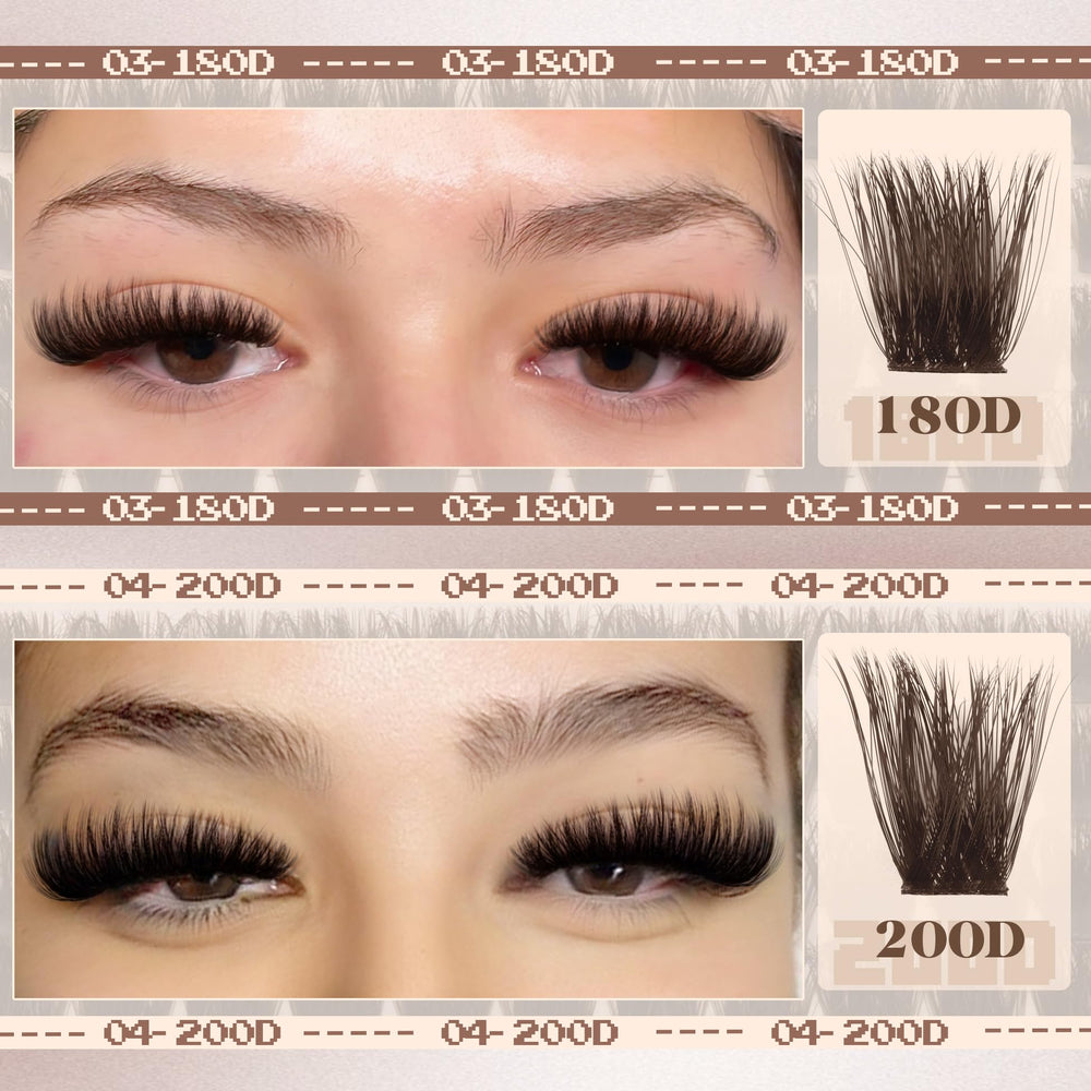 Mavphnee 200D brown lash clusters for dramatic flair and bold volume.