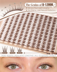 Mavphnee Brown Lash Clusters 8mm close-up shows subtle length for everyday enhancement.