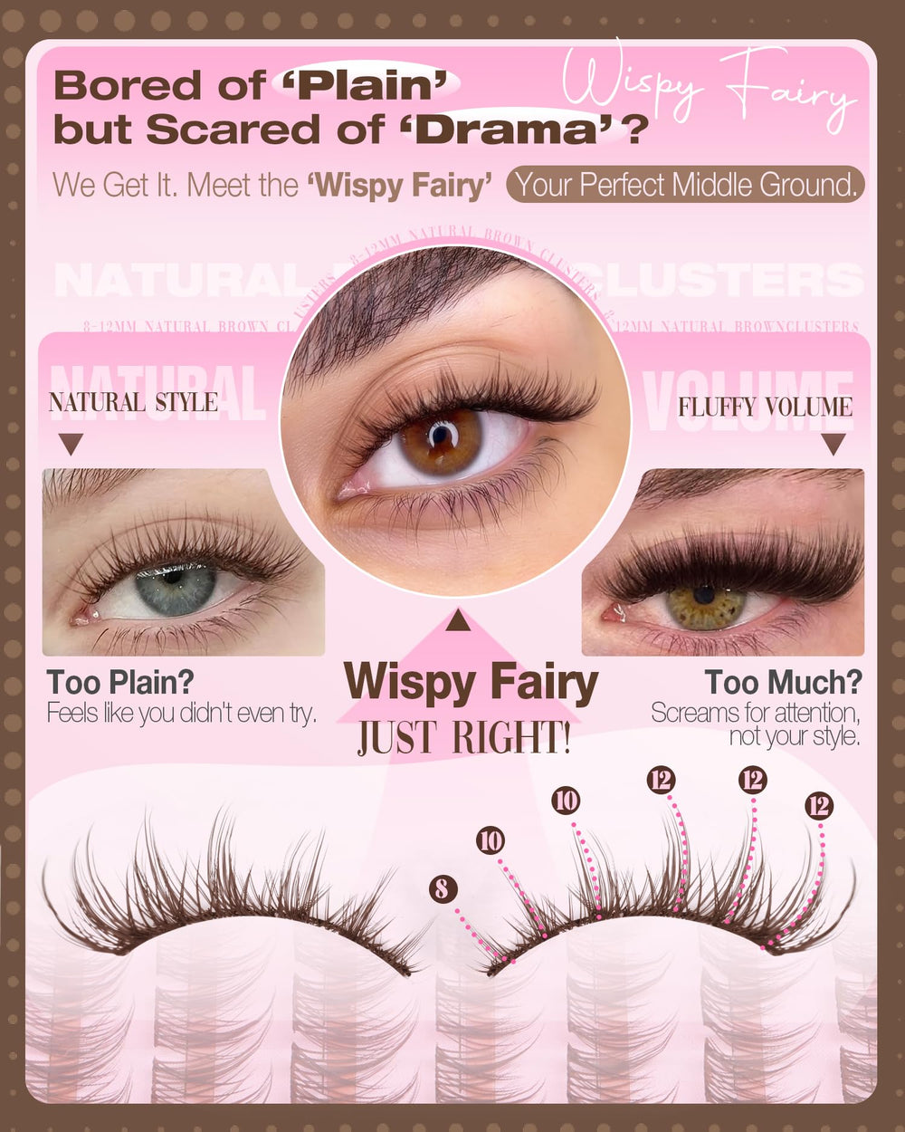 Mavphnee Brown Lash Clusters CC Curl for feather-light volume