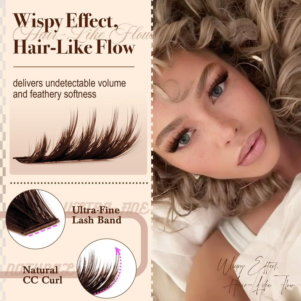 Mavphnee brown lash clusters easy to apply for quick looks