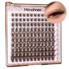 Mavphnee brown lash clusters with invisible band for seamless, natural-looking lashes.