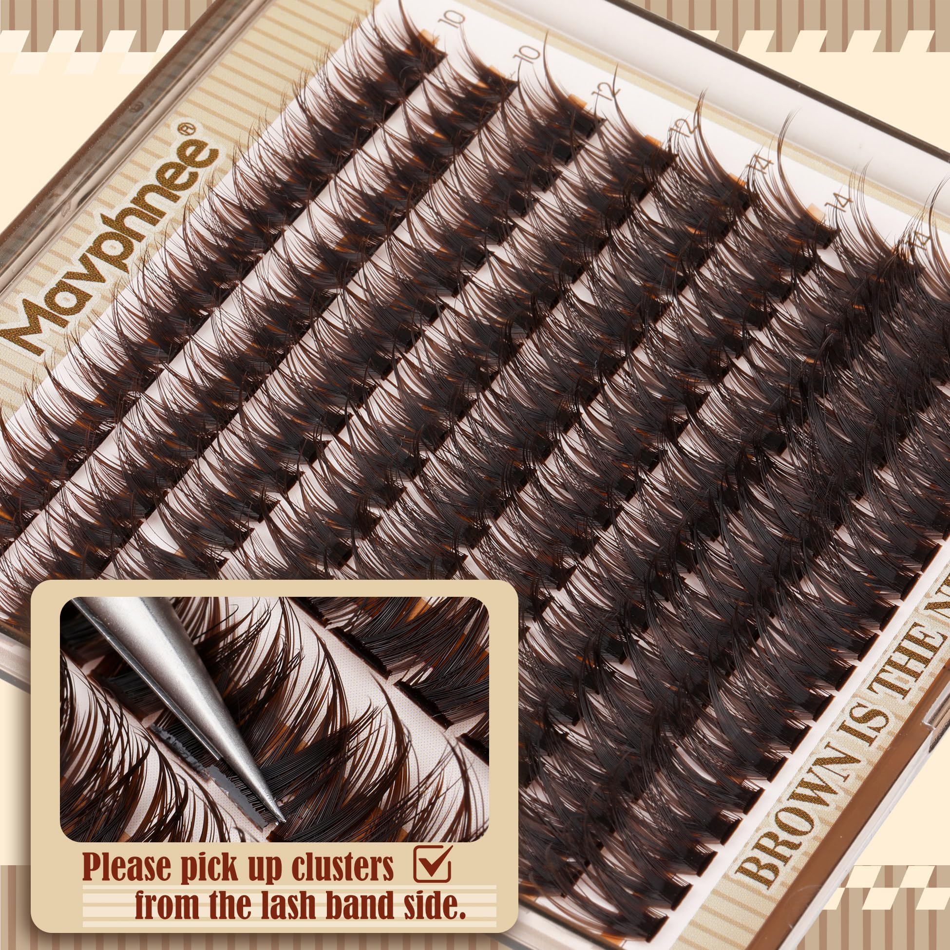 Mavphnee brown lash clusters reusable pack supports multiple day looks