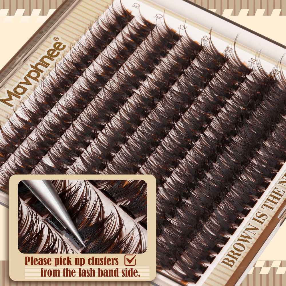 Mavphnee brown lash clusters reusable pack supports multiple day looks