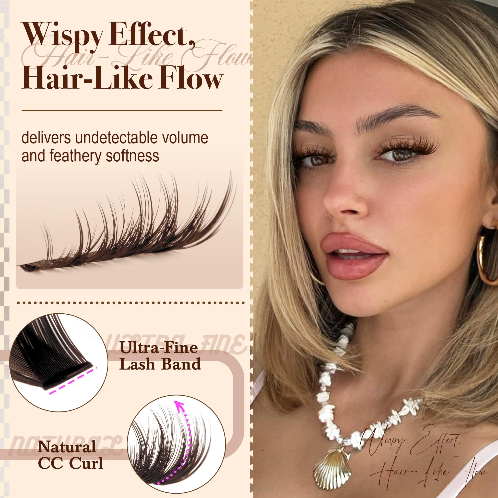 Mavphnee brown lash clusters romantic soft brown shade enhances definition