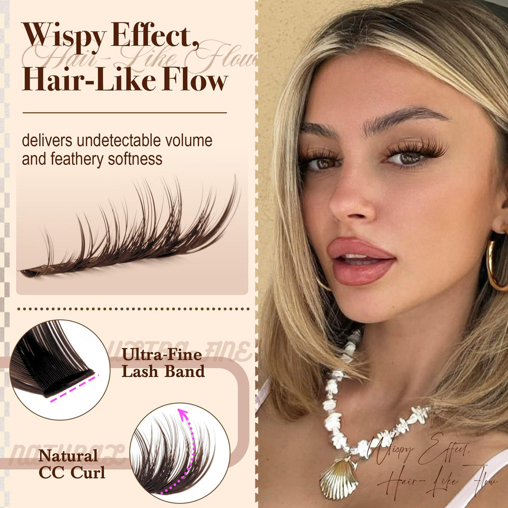 Mavphnee brown lash clusters romantic soft brown shade enhances definition