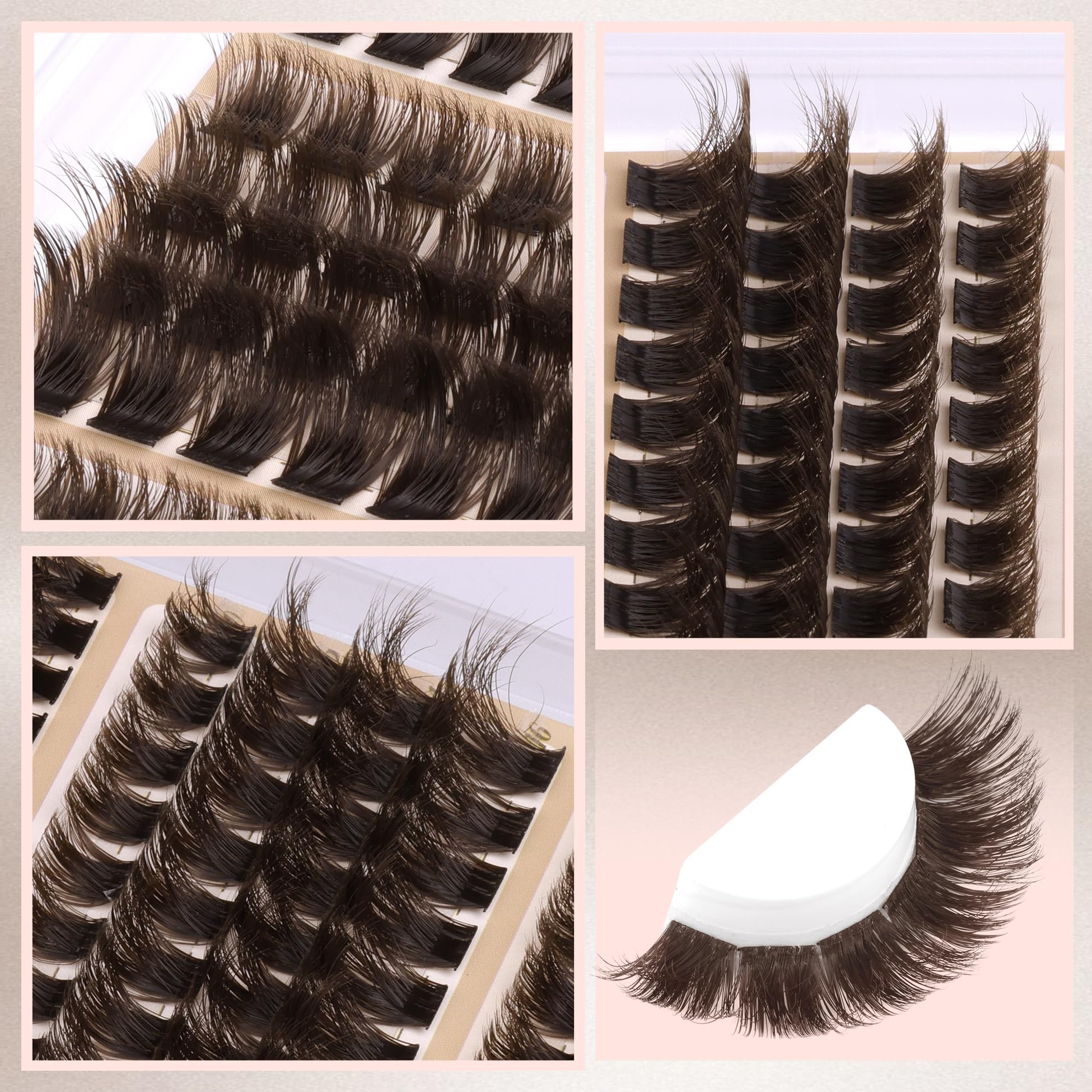 Mavphnee brown lash clusters easy to pick up with tweezers for DIY lash lovers.