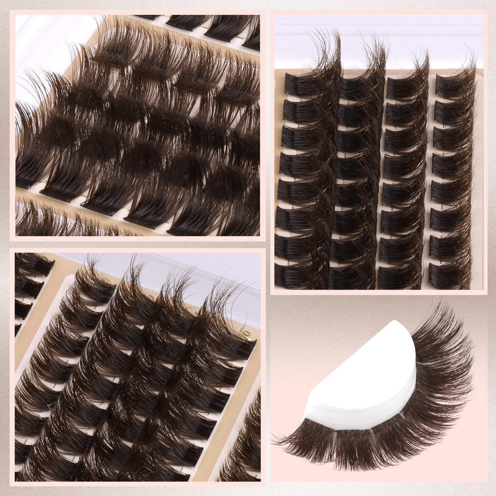 Mavphnee brown lash clusters easy to pick up with tweezers for DIY lash lovers.