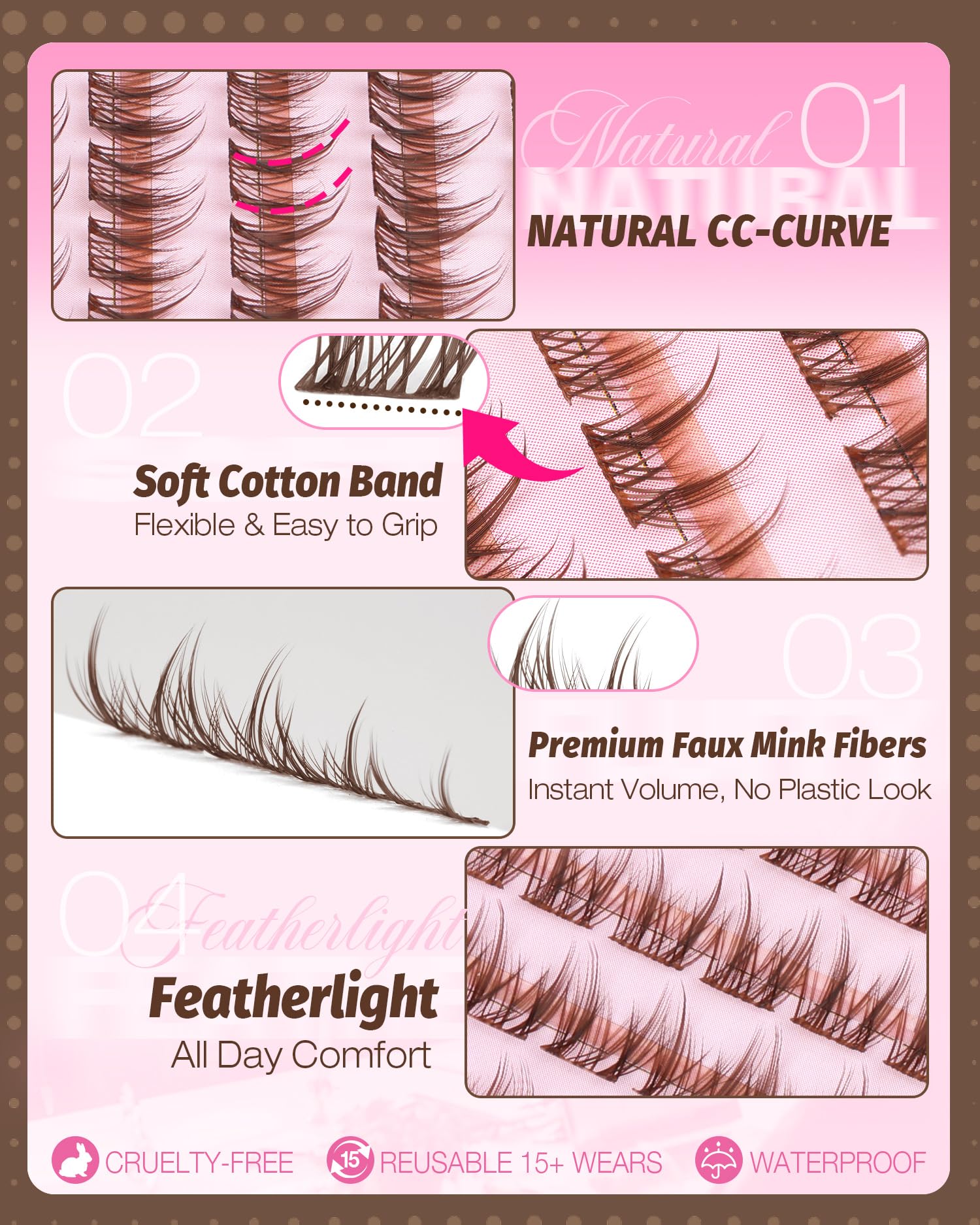 Mavphnee Brown Lash Clusters 8-12mm for everyday wearable drama
