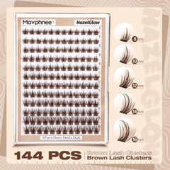Mavphnee brown lash clusters wispy 12mm create mid-eye volume with light feel.