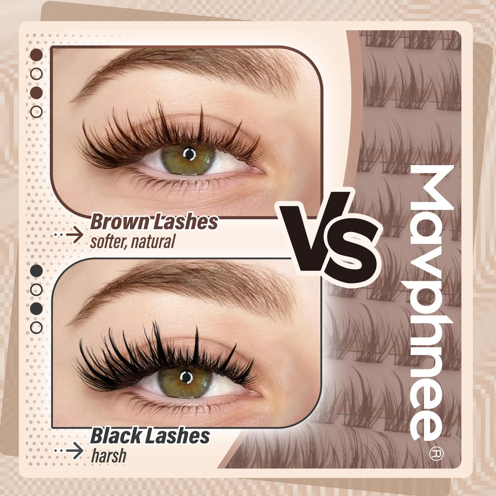 Mavphnee brown lash clusters wispy 16mm deliver longer flick with soft lift.
