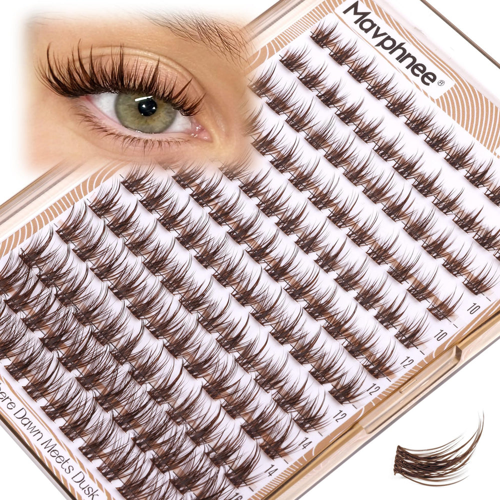 Mavphnee brown lash clusters wispy 8mm blend naturally for daily wear.