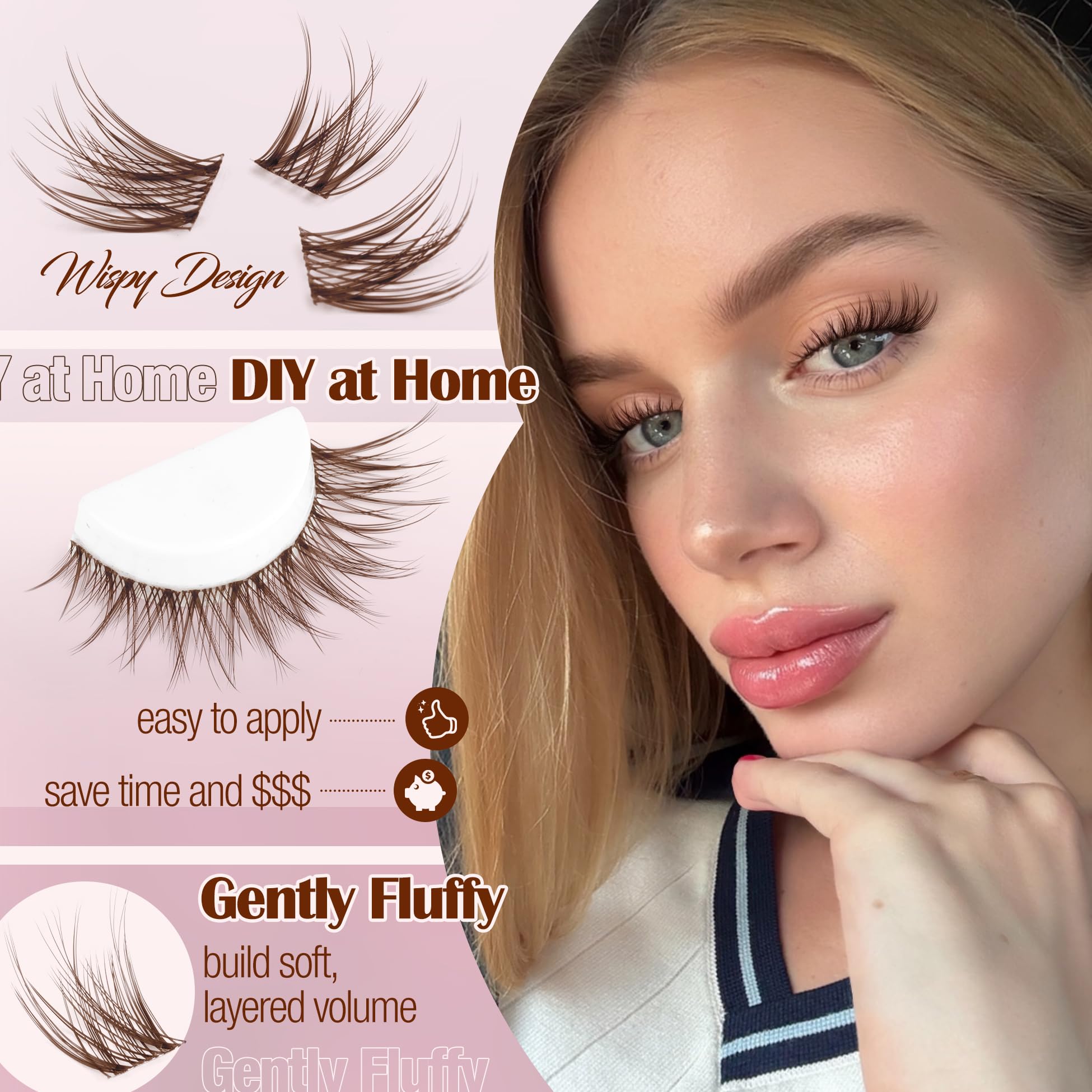 Mavphnee C curl natural lashes close-up with lifted look.