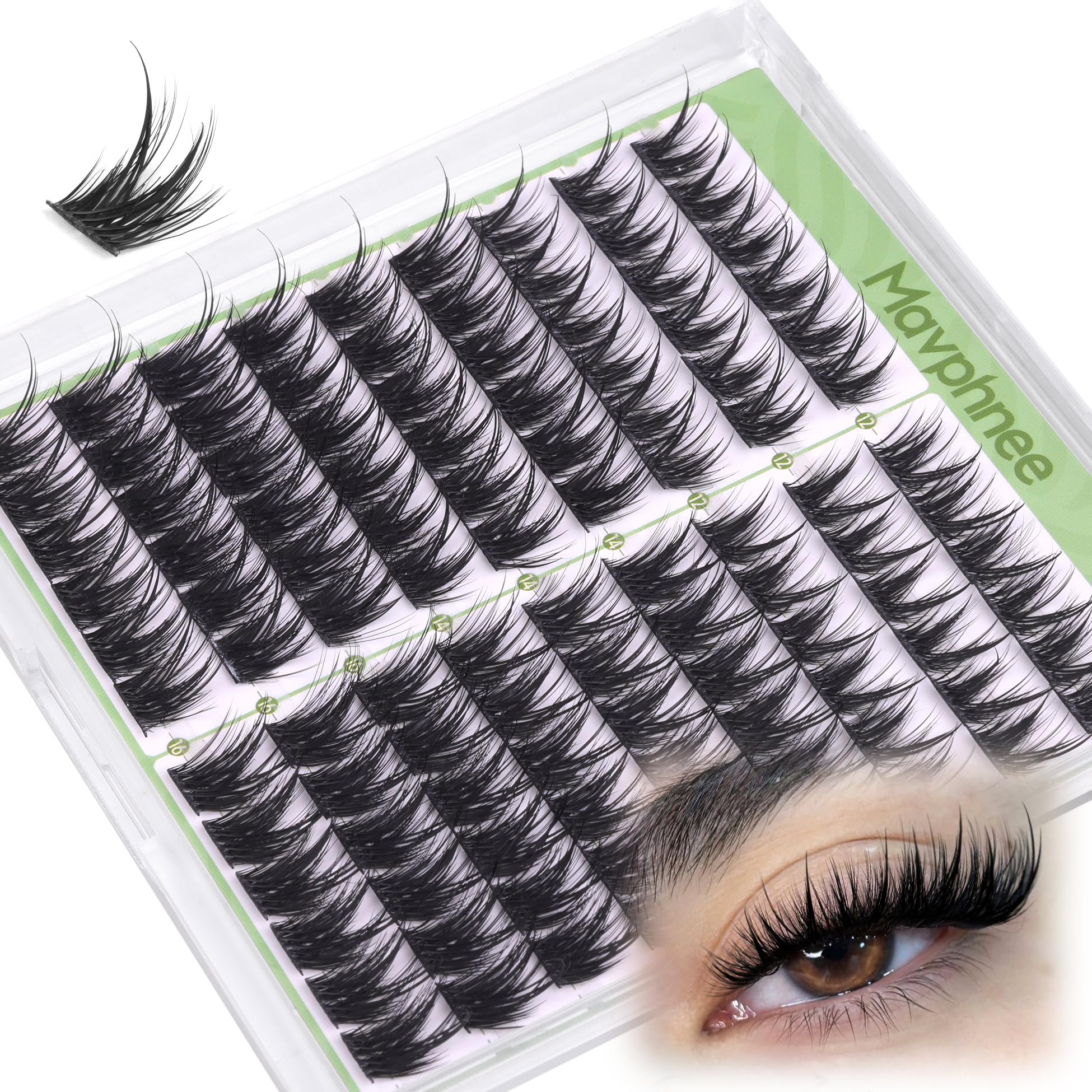 Mavphnee cat-eye cluster wispy wet look enhances eyes with natural shine.