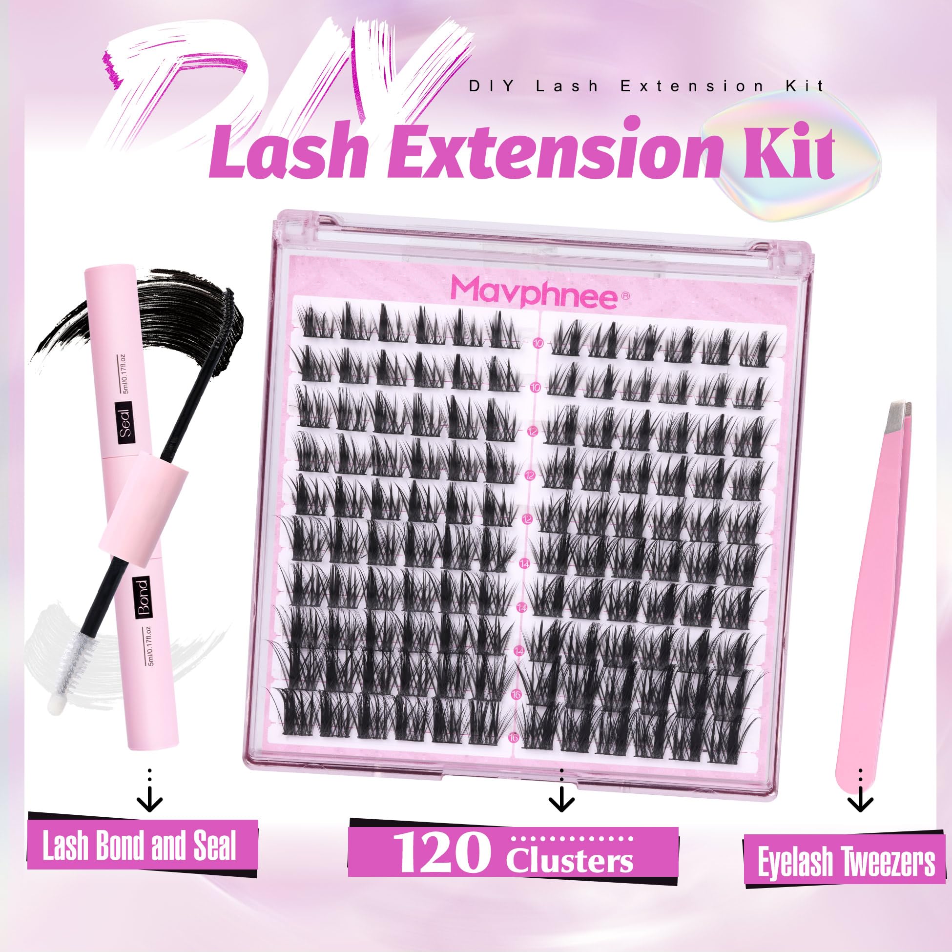 Mavphnee CC-Curly lash clusters in 10-16mm for versatile looks.