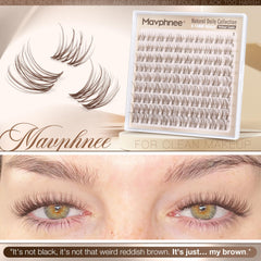 Mavphnee clear band lash clusters lie flat and discreet.