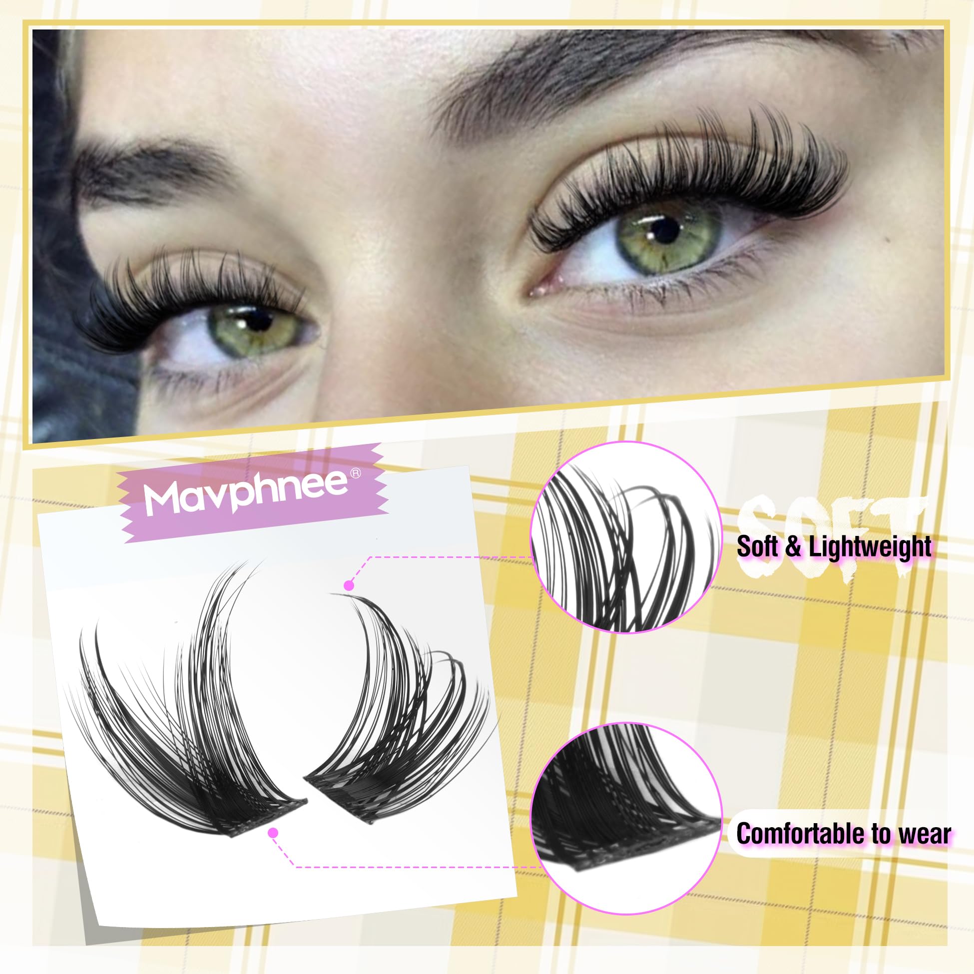 Mavphnee D-curly clusters lift lashes for a wider-eyed effect