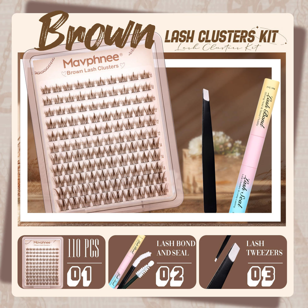 Mavphnee dark brown clusters – 110pcs for soft, subtle enhancement.