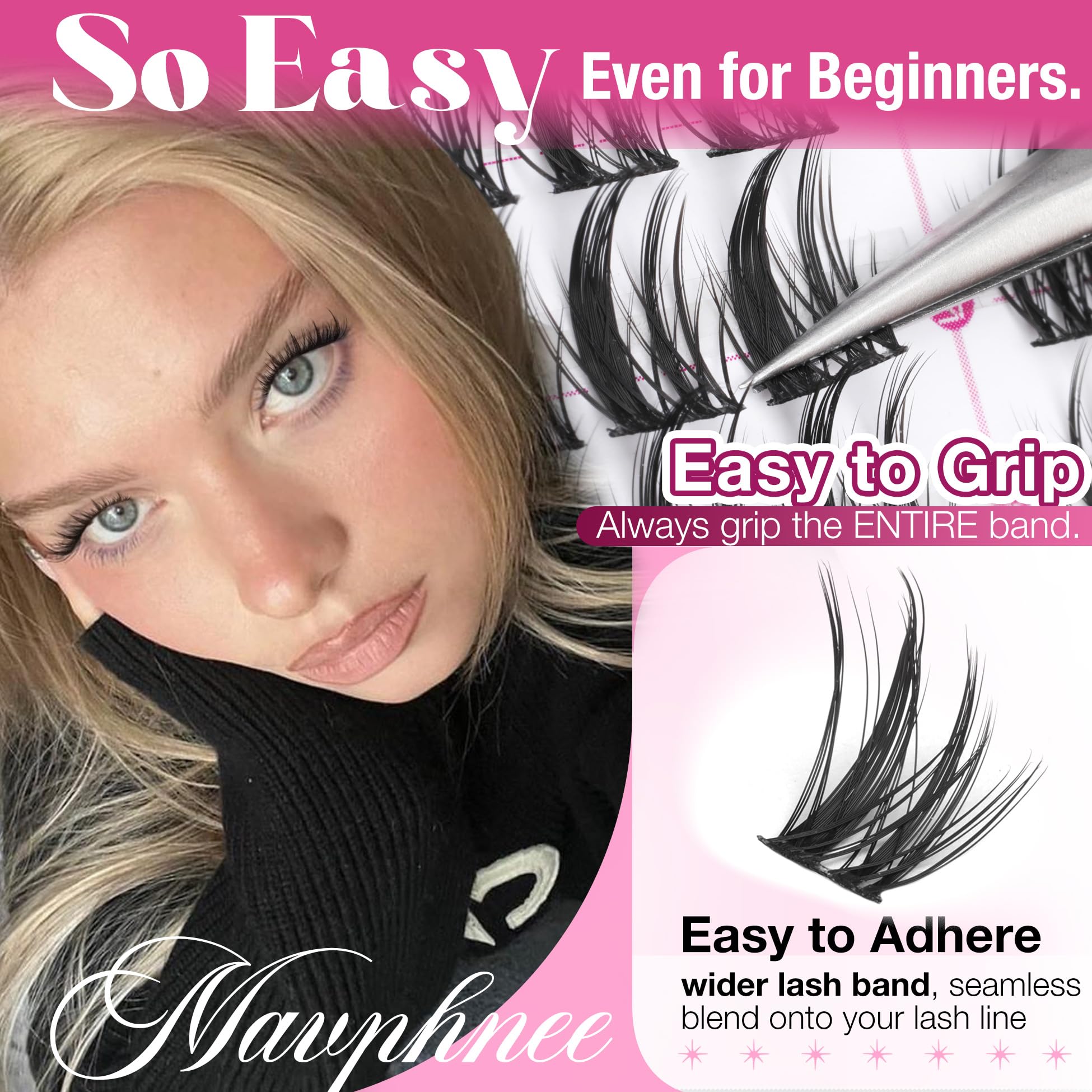 Mavphnee durable reusable faux mink lash clusters