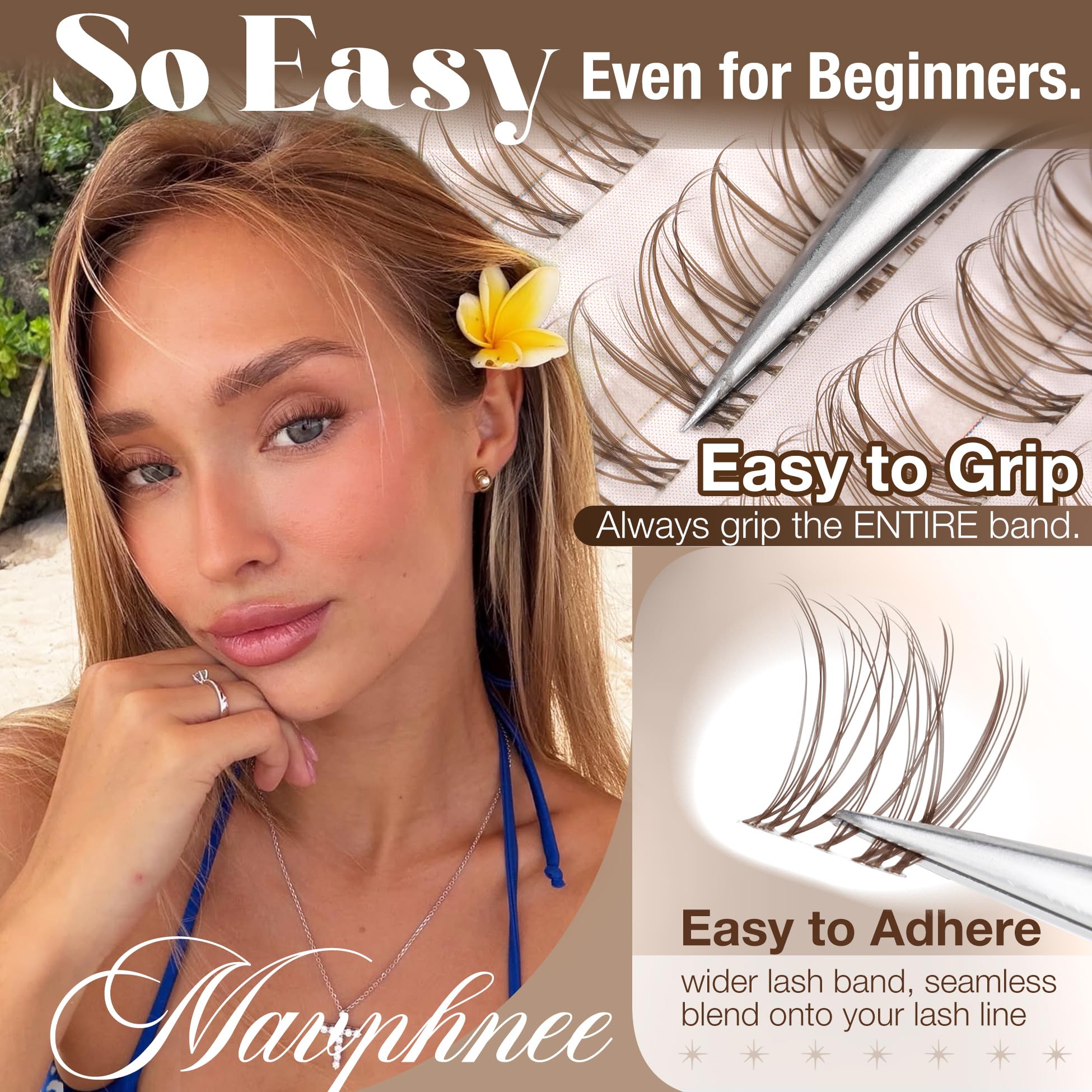 Mavphnee easy-grip band lashes for beginner-friendly application.