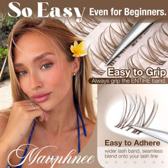 Mavphnee easy-grip band lashes for beginner-friendly application.