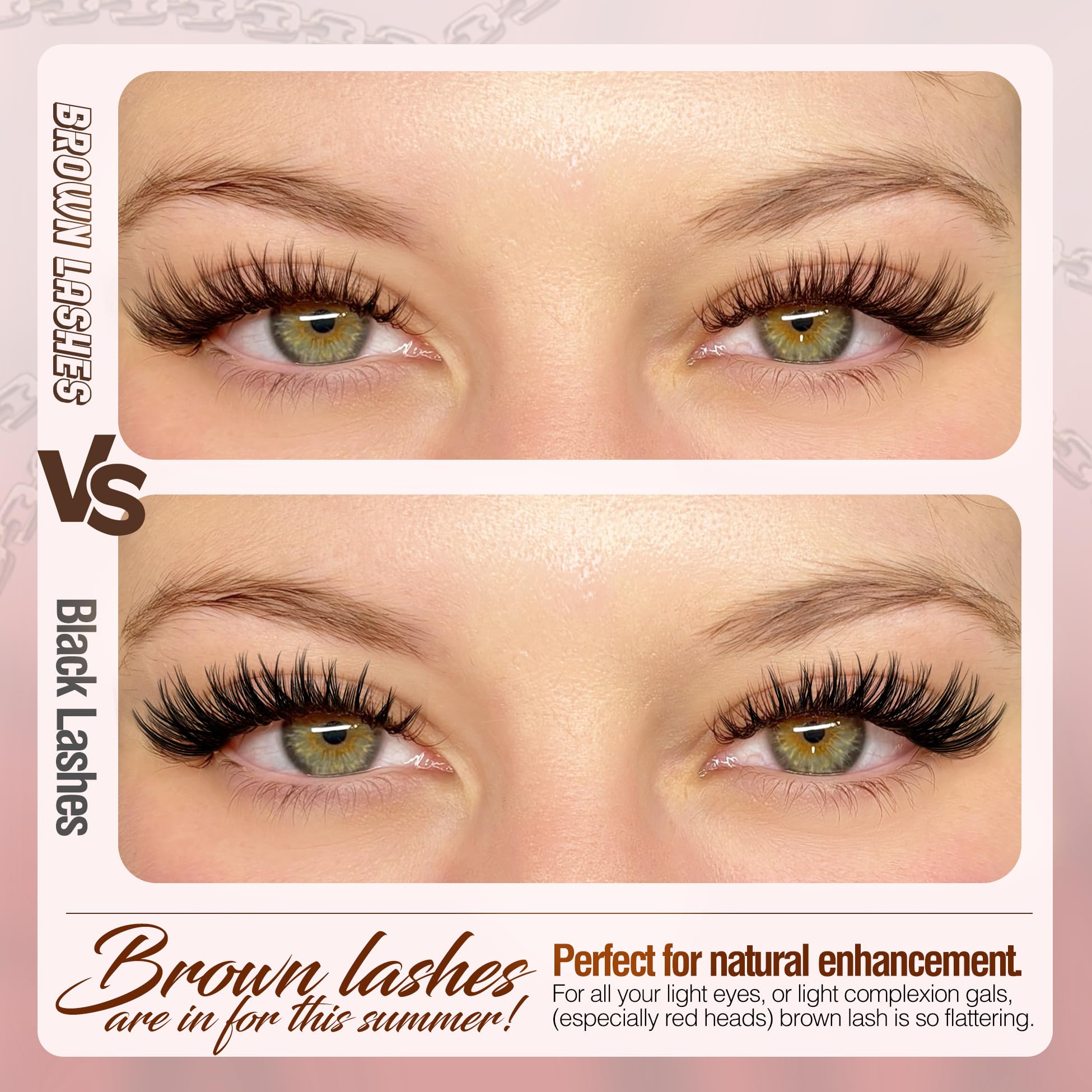 Mavphnee eye-lash demo wearing brown clusters for natural look.