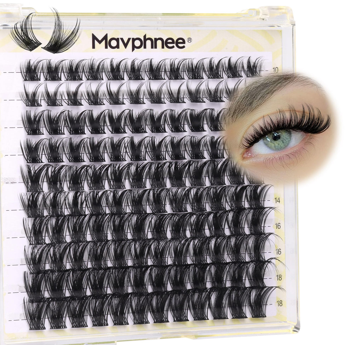 Mavphnee eyelash clusters with natural look in 10-18mm for subtle daily enhancement