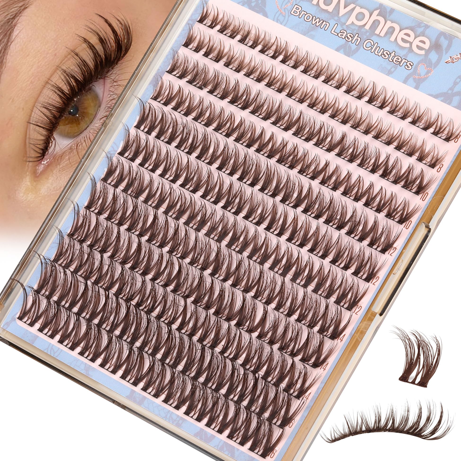 Mavphnee Flaunt lash clusters creating a wide-eyed, kitten-eye impression.