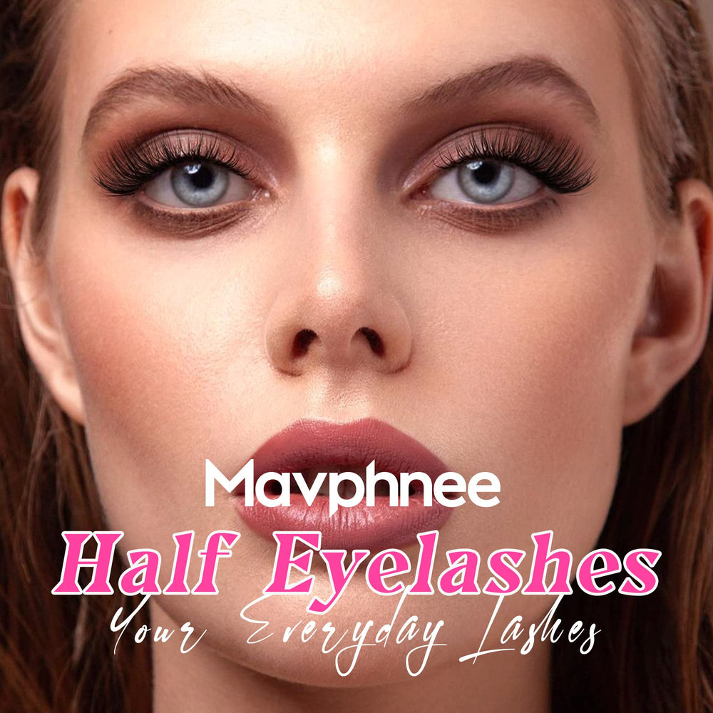 Mavphnee Half Lashes vegan-friendly branding on packaging highlights cruelty-free choice.