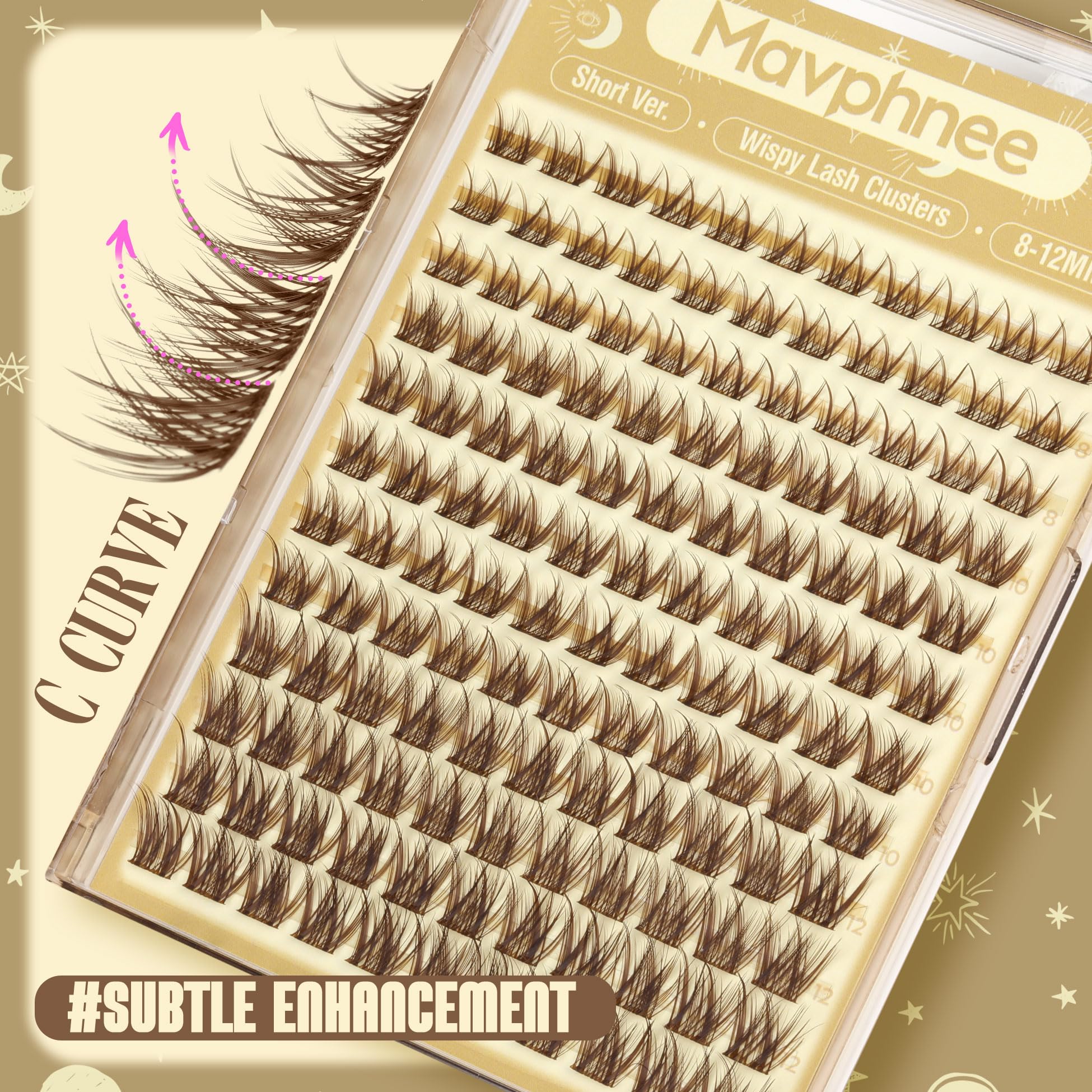 Mavphnee invisible band lash clusters close-up showing lightweight wear