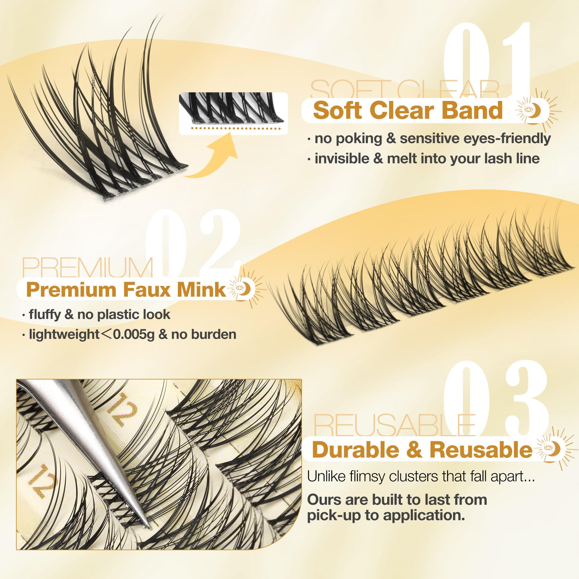 Mavphnee invisible clear band lashes blend seamlessly with the lash line.