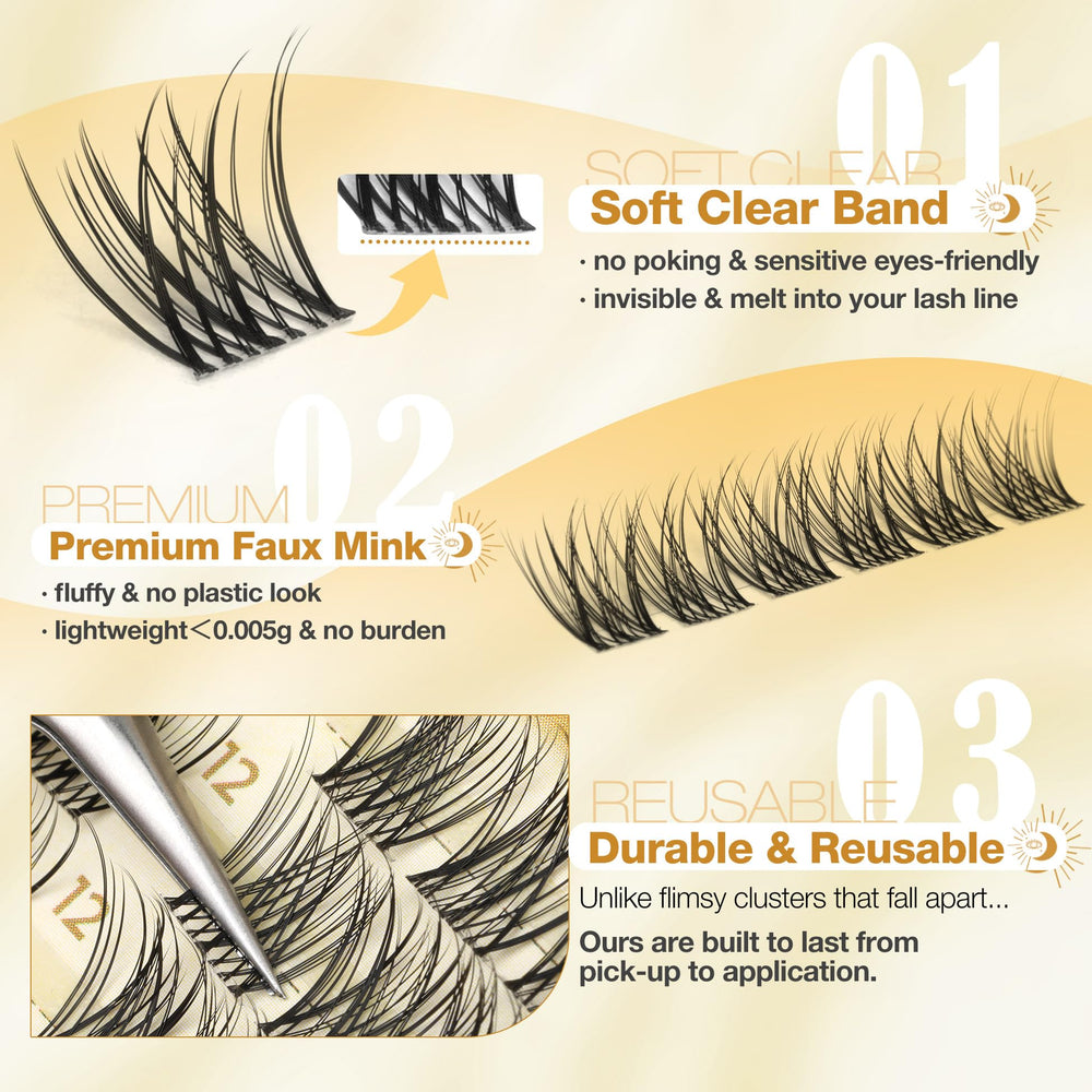 Mavphnee invisible clear band lashes blend seamlessly with the lash line.