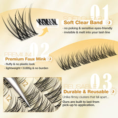 Mavphnee invisible clear band lashes blend seamlessly with the lash line.