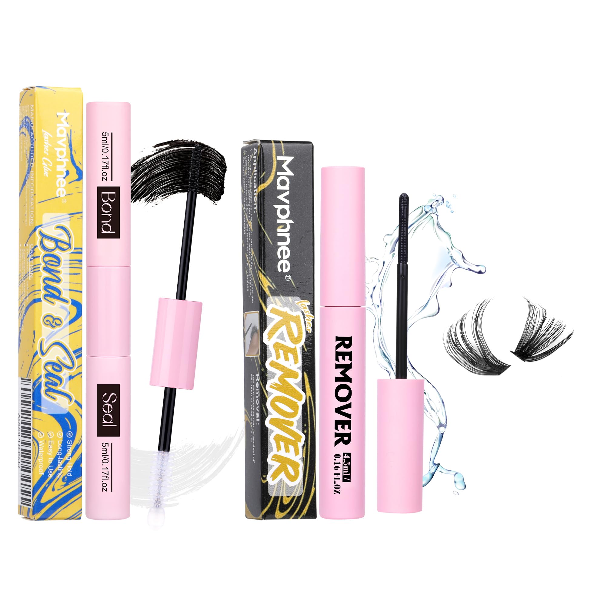 Mavphnee lash bond and seal kit packaging for at-home lashes