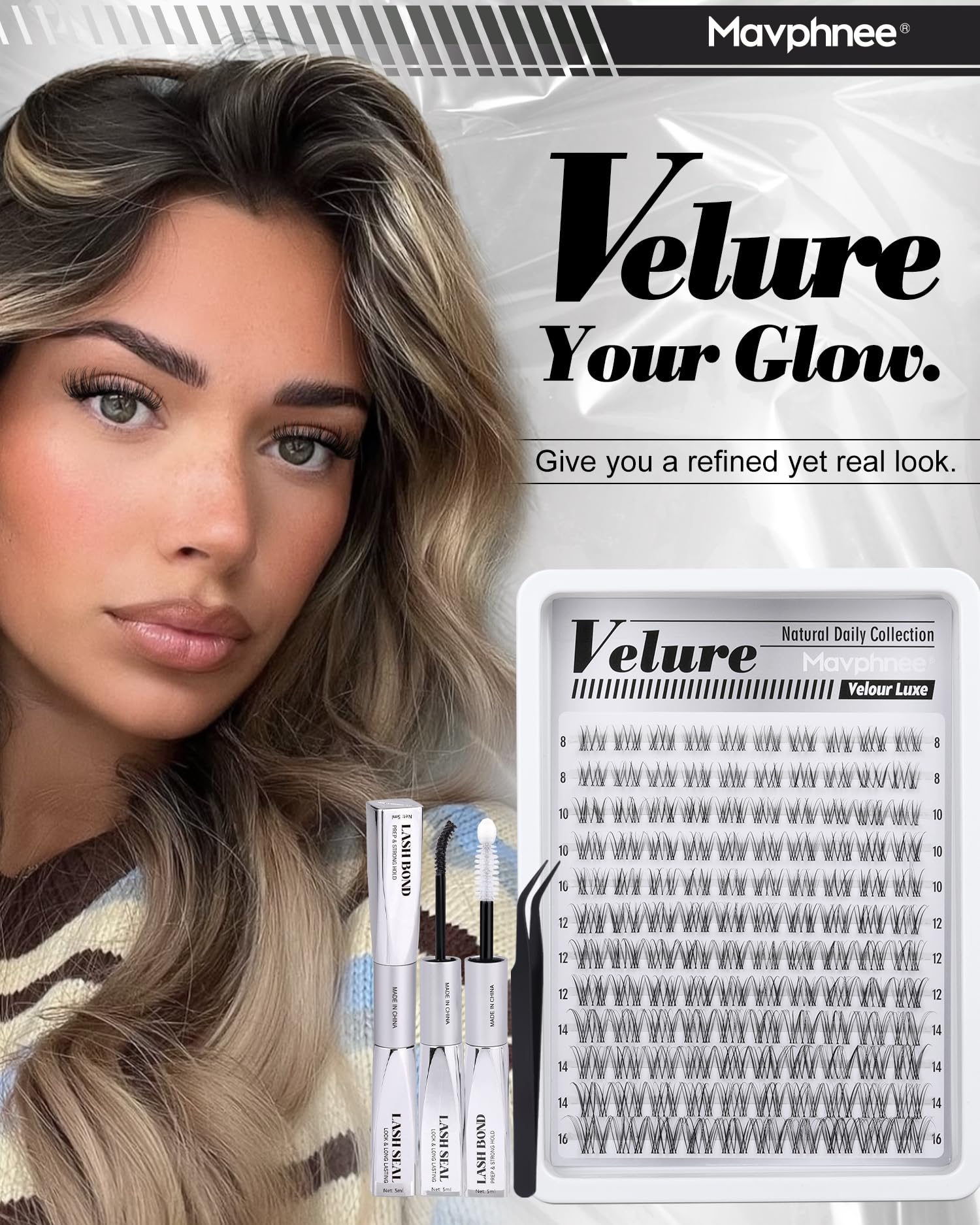 Mavphnee Lash Bond and Seal waterproof for strong, long-lasting hold.