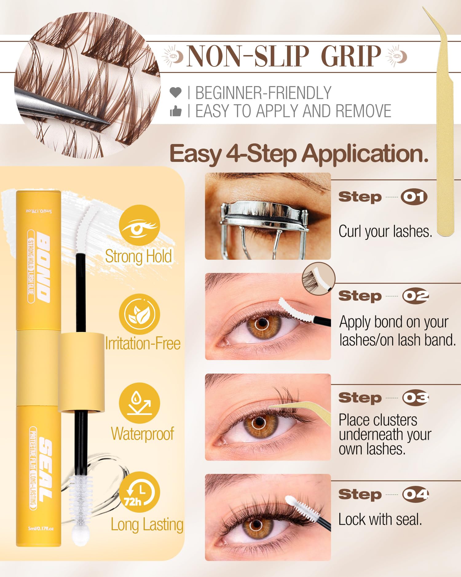 Mavphnee Lash Bond and Seal bottle with clear drying finish.