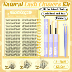 Mavphnee lash clusters 12mm with clear band for soft, believable length