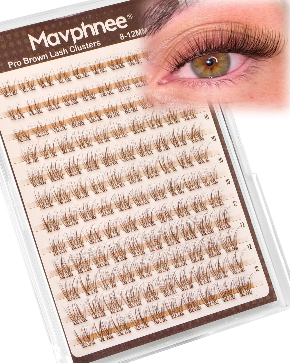 Mavphnee brown lash clusters 8-12mm for a natural, everyday enhancement.
