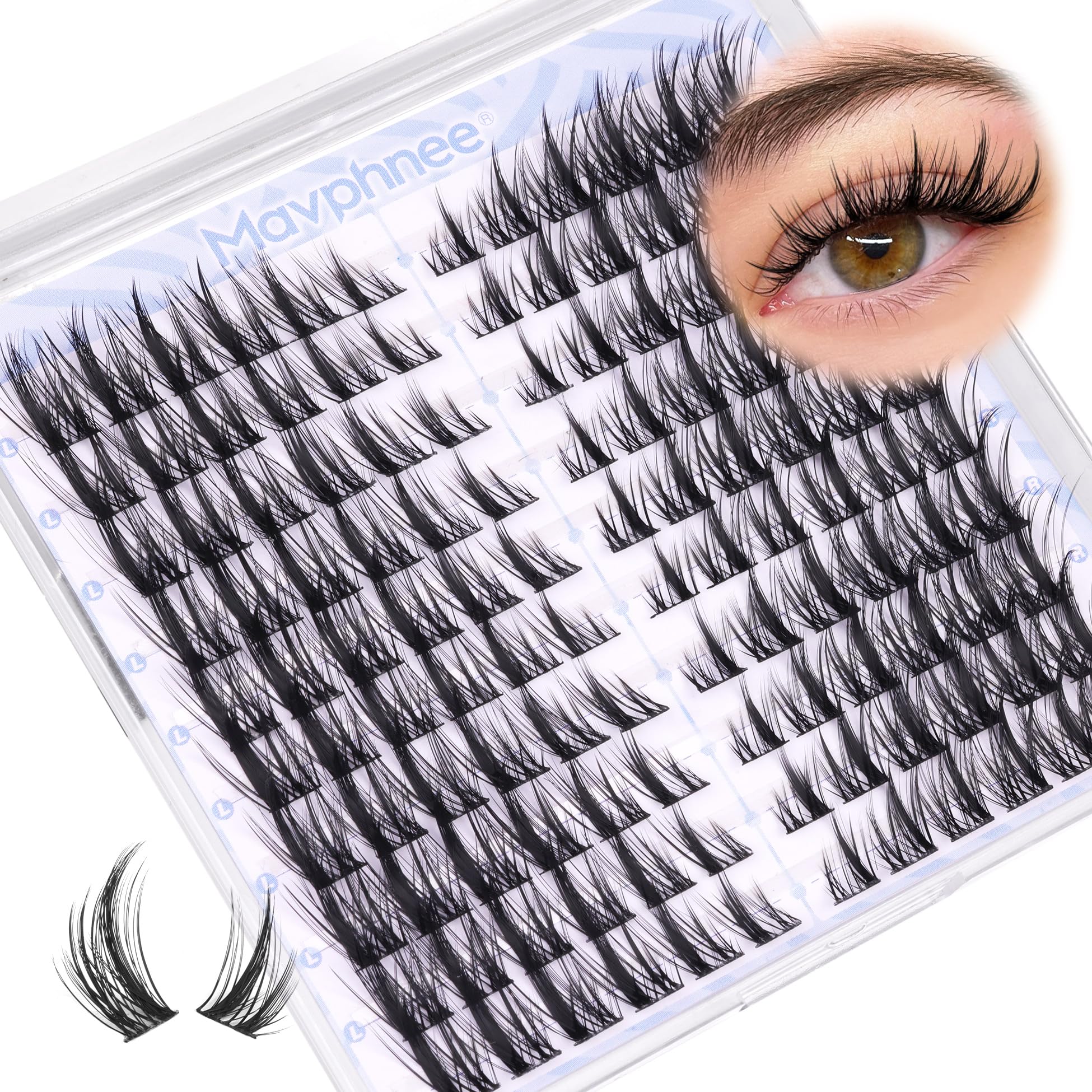 Mavphnee Manga Lash Clusters wispy spikes create dramatic cat-eye definition.