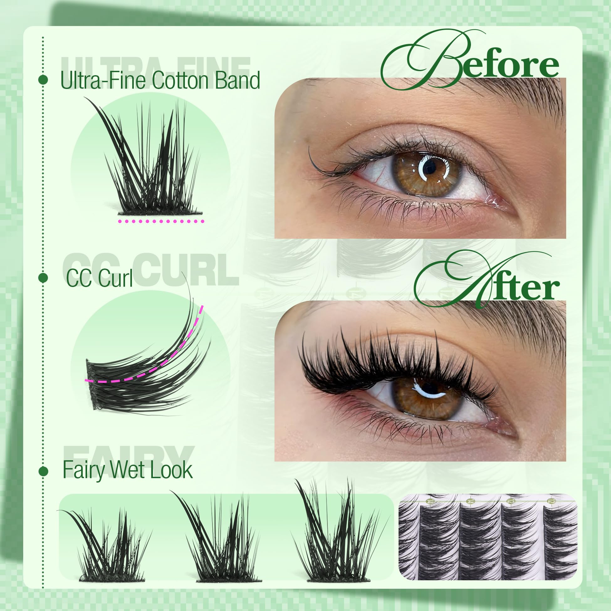 Mavphnee natural CC curl clusters lift and open eyes softly.