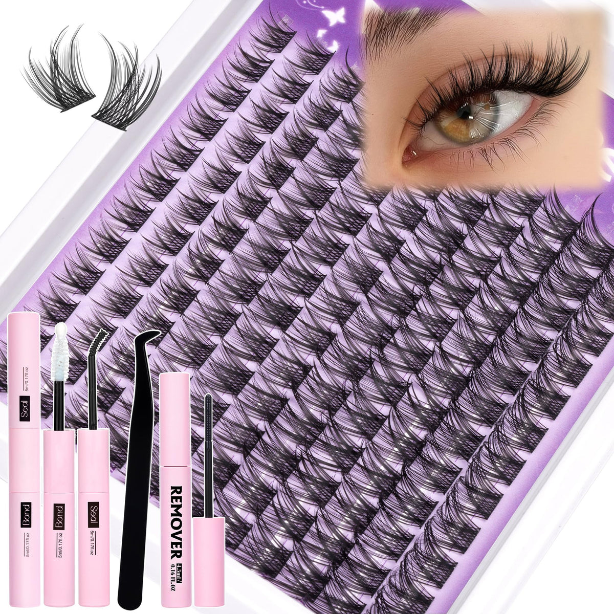 Mavphnee natural lash clusters kit wispy lashes for a soft daily look.
