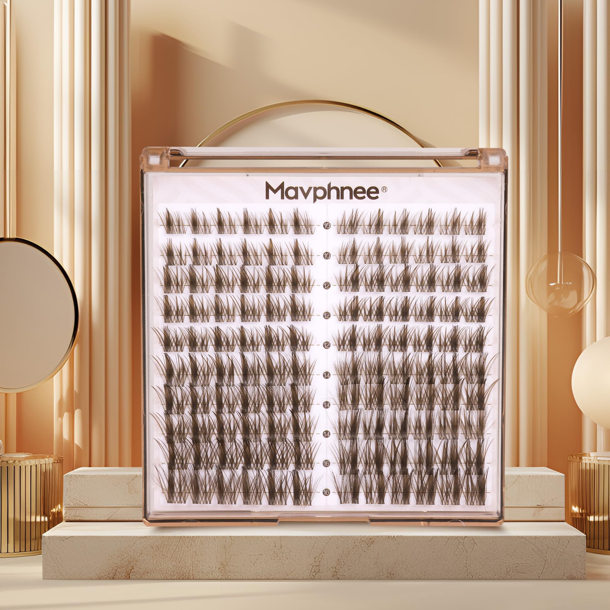 Mavphnee natural-look lash clusters blending with lighter hair colors