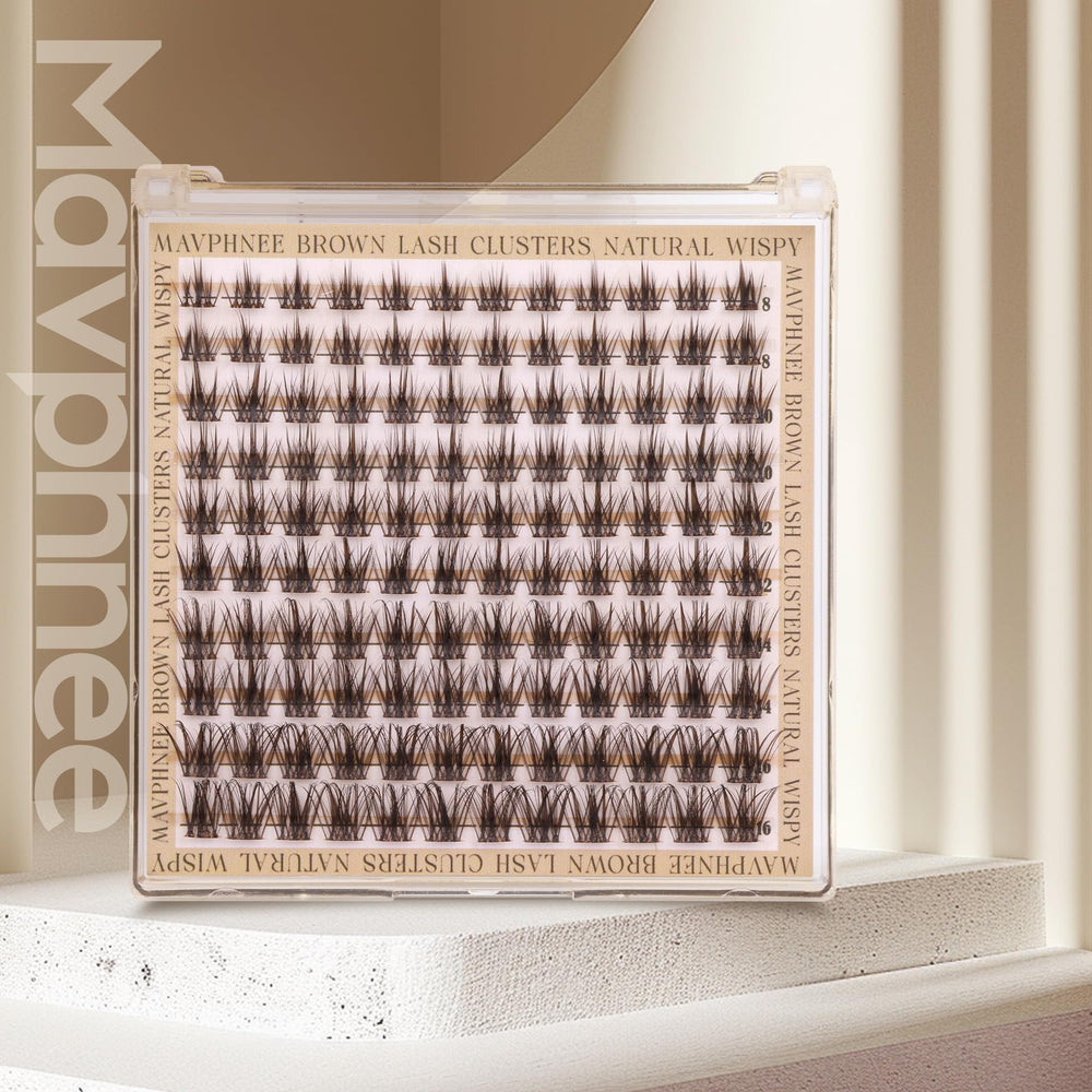 Mavphnee natural-look lash clusters ready-to-apply kit.