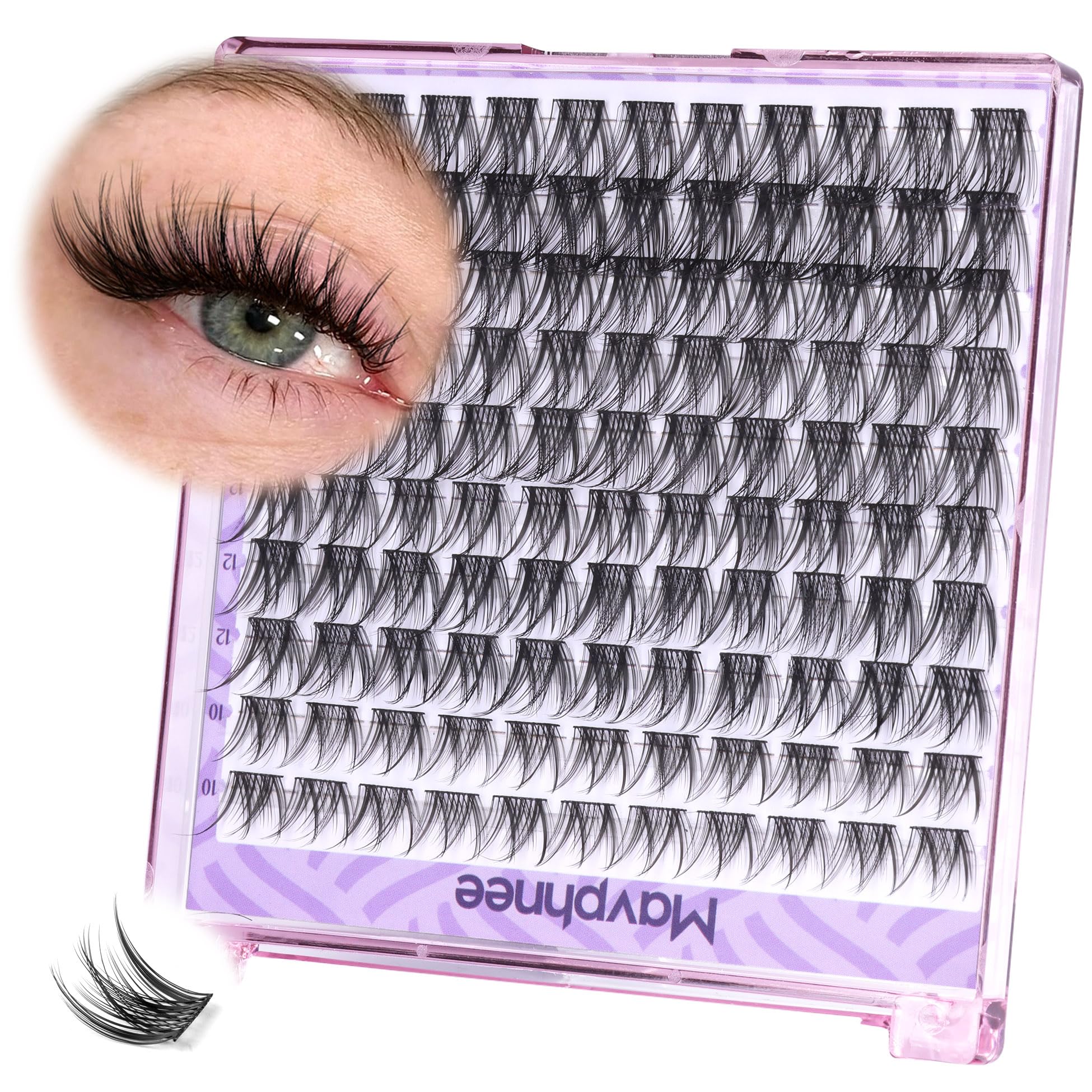 Mavphnee Packaged Lash Clusters with organized storage.