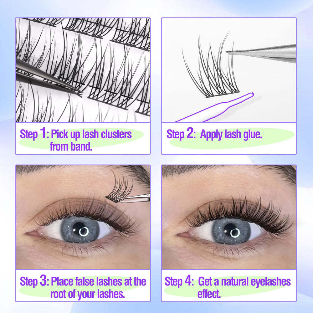 Mavphnee reusable lashes in soft fibers shown with gentle reuse possibilities.