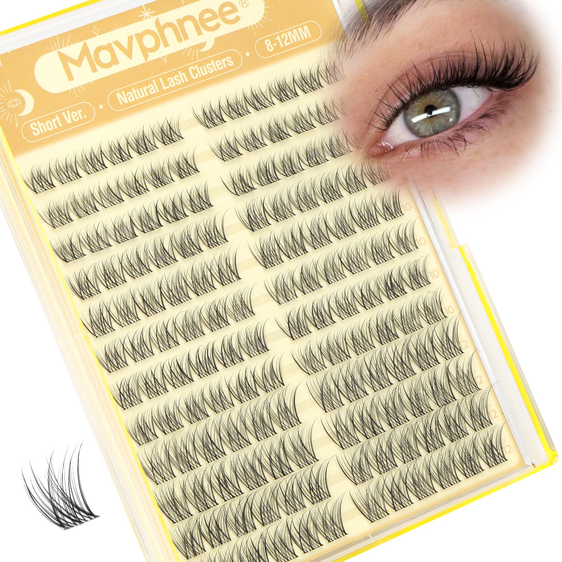 Mavphnee short lash clusters 8mm for a natural day look and easy application.